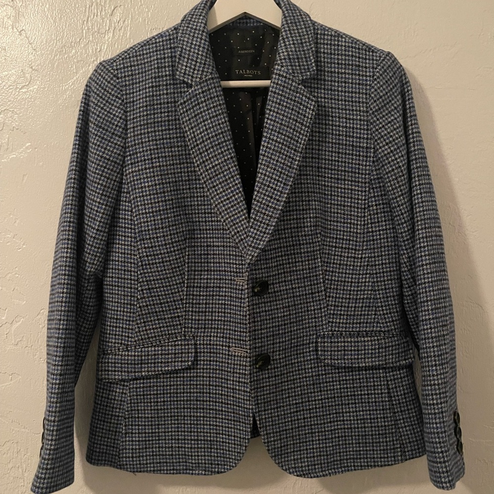 Talbots Classic Houndstooth Wool Blend Blazer, Size 6P